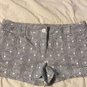 Express Women's High Waist Geometric Print Shorts — Navy & White